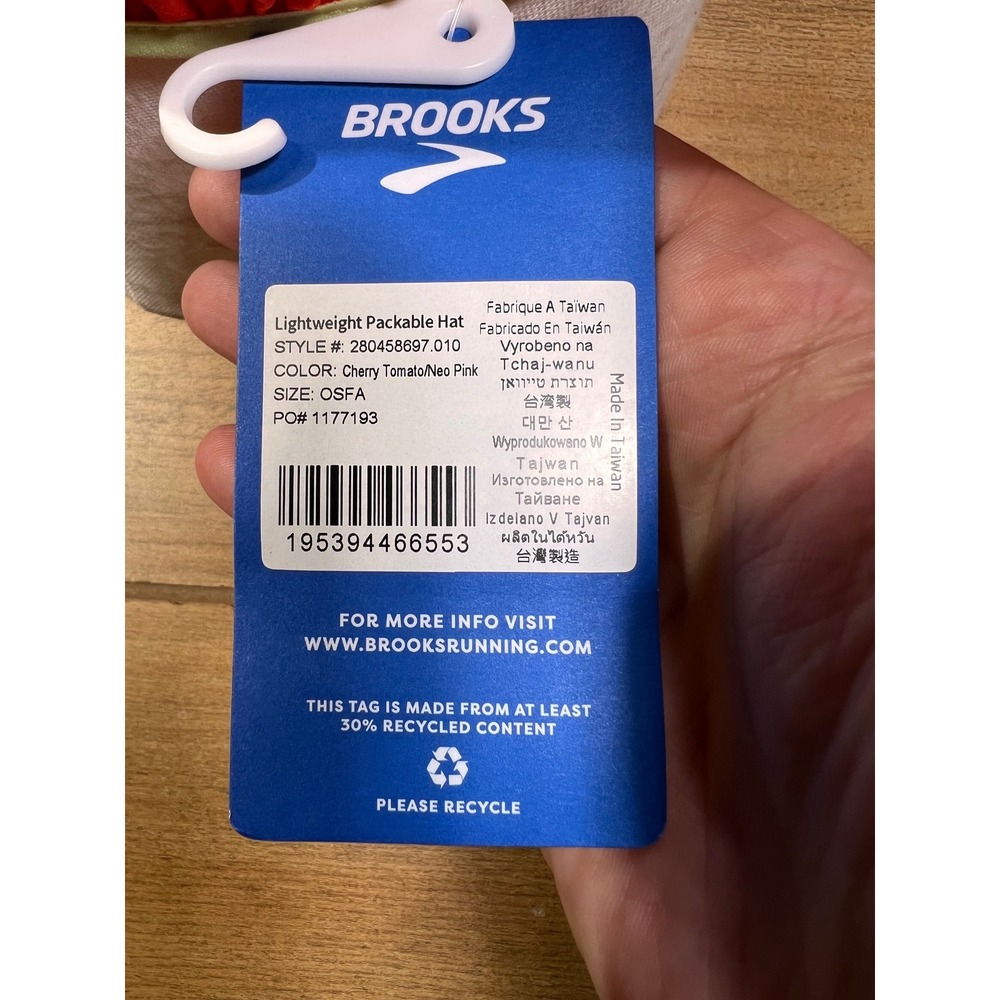 Brooks Lightweight Packable Hat Red Pink‎ Teal Running Athletic NWT - Picture 10 of 11